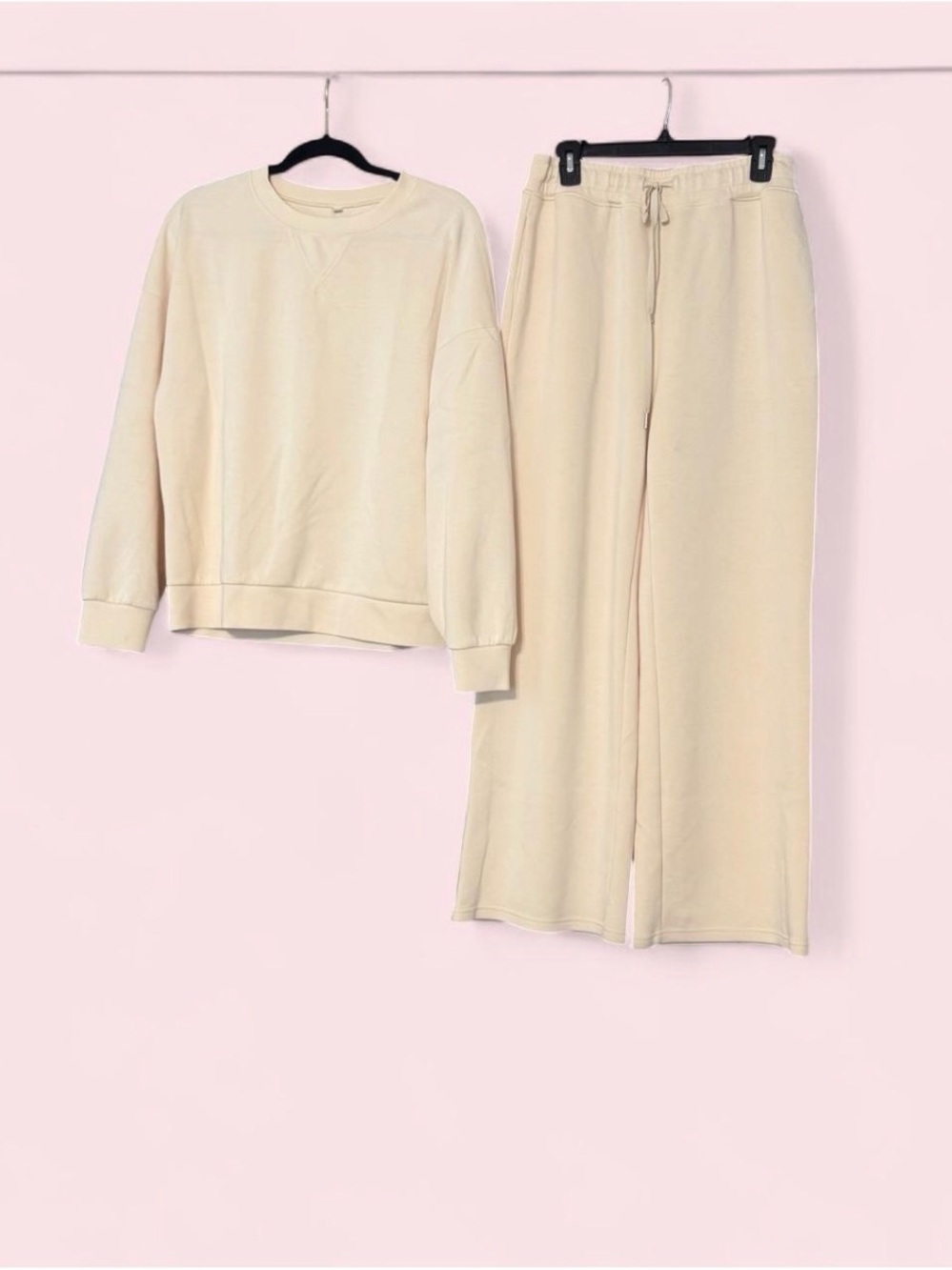 Set lounge set sweatpants crewneck sweater sweatshirt womens medium blush